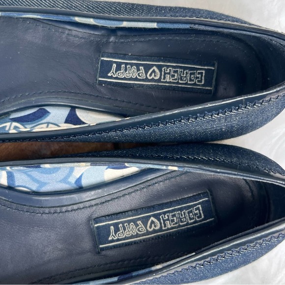 "COACH Poppy Navy/Denim Rhinestone Flats Size 7.5B - Chic Embellished Casual Sho - Picture 6 of 12